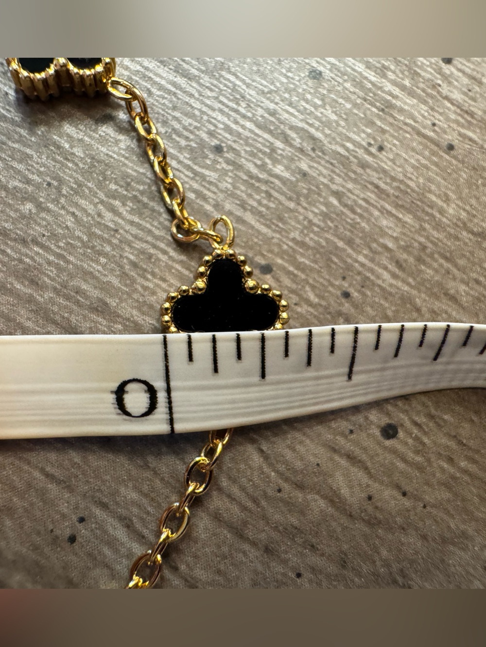Gold Tone Chain Bracelet with Black Clover Accents - Picture 4 of 6